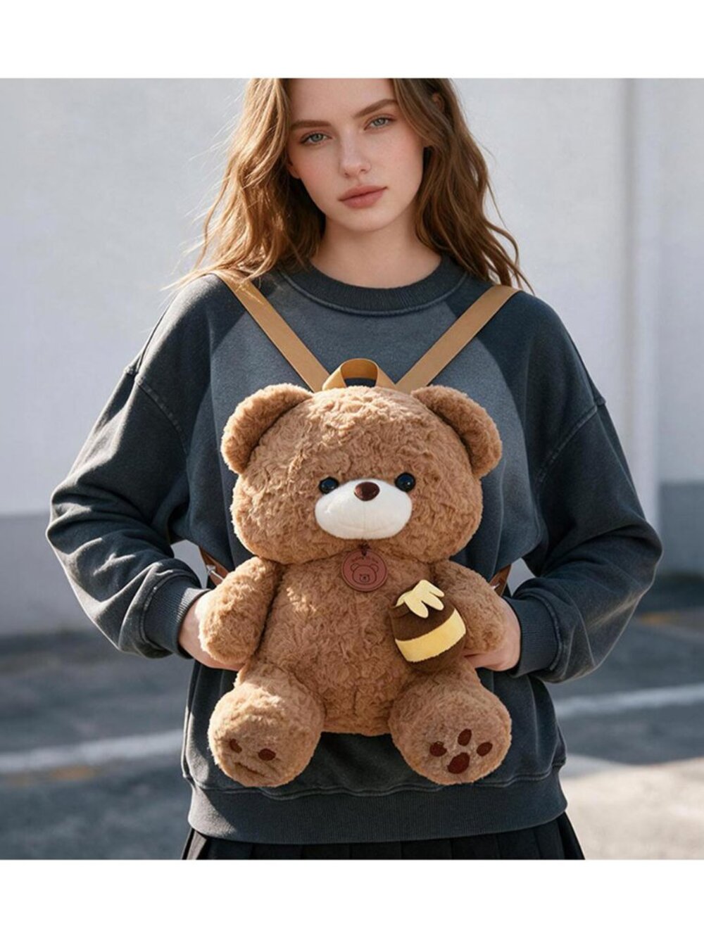 Tigerstars Cute Brown Plush Teddy Bear Backpack Bag